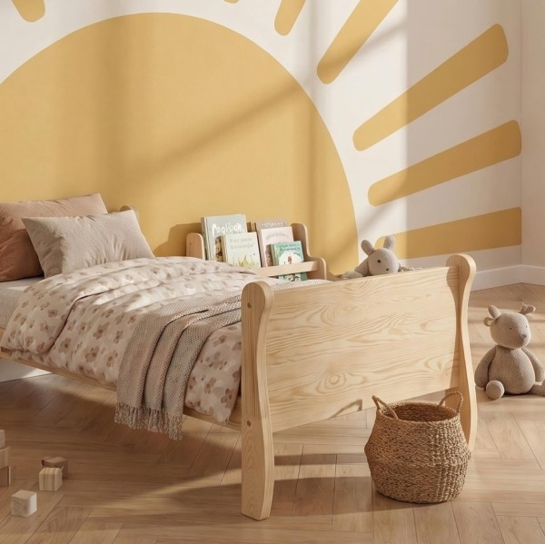 Łóżko dziecięce Paris z naturalnego drewna sosnowego z szufladą