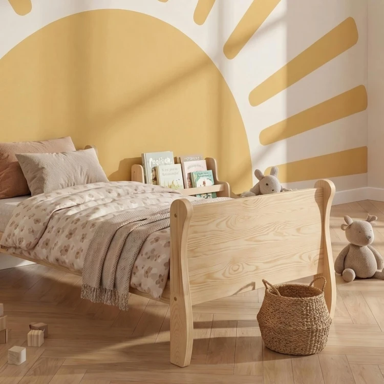 Łóżko dziecięce Paris z naturalnego drewna sosnowego z szufladą
