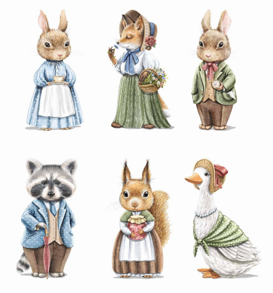 Naklejka do pokoju dziecka Vintage zwierzęta mini