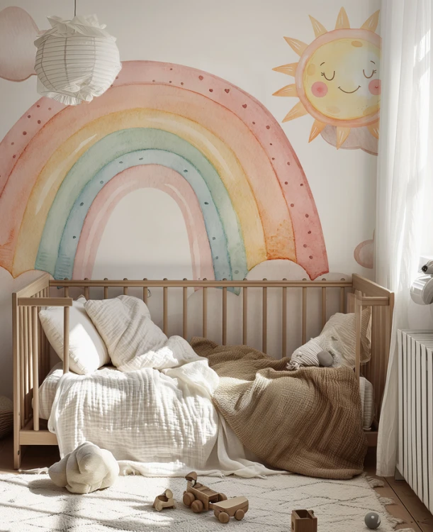 Tapeta do pokoju dziecięcego mural Tęcza