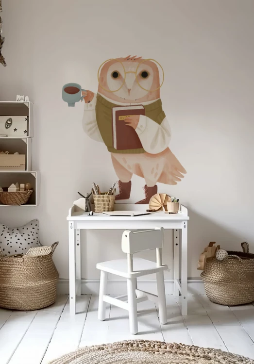 Naklejka do pokoju dziecka Lubię czytać sowa 60cm