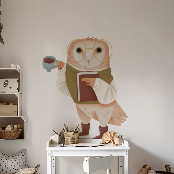 Naklejka do pokoju dziecka Lubię czytać sowa 60cm