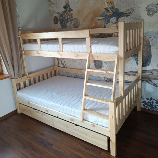 Drewniane Łóżko Piętrowe Montessori Edek - różne kolory i rozmiary