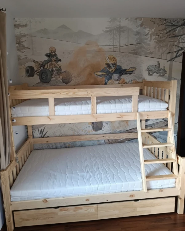 Drewniane Łóżko Piętrowe Montessori Edek - różne kolory i rozmiary