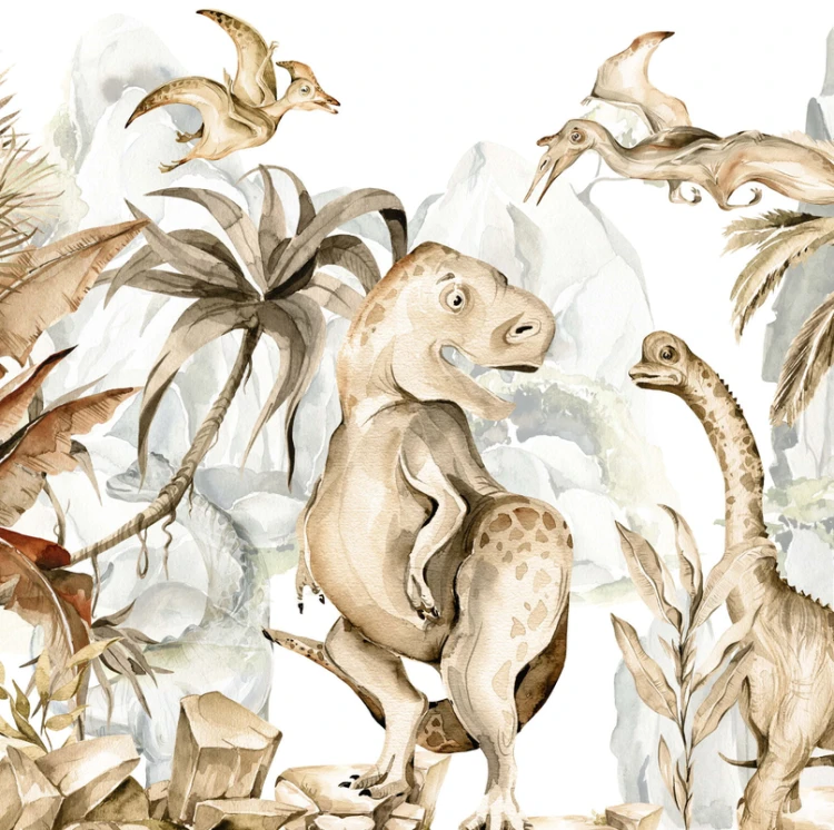 Tapeta do pokoju dziecięcego mural dinozaury