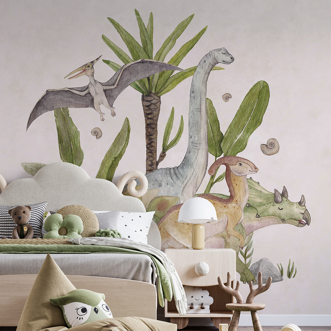 Tapeta do pokoju dziecięcego mural Dino gang