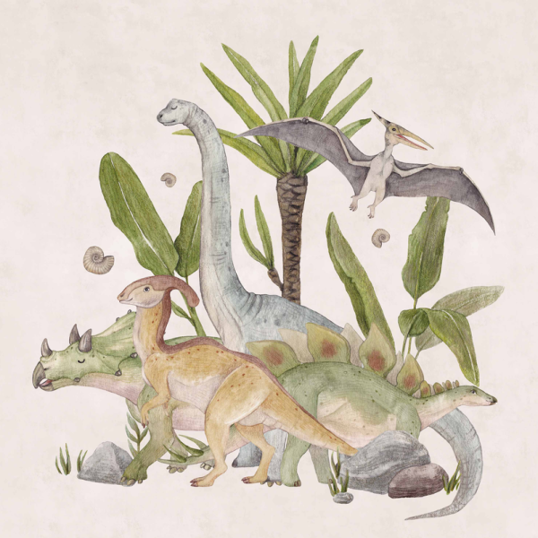 Tapeta do pokoju dziecięcego mural Dino gang