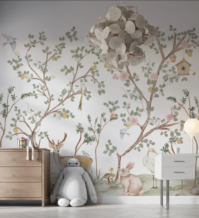 Tapeta do pokoju dziecięcego mural Leśni przyjaciele