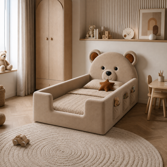 Tapicerowane łóżko Miś TEDDY MINI 80x160 do pokoju dziecka