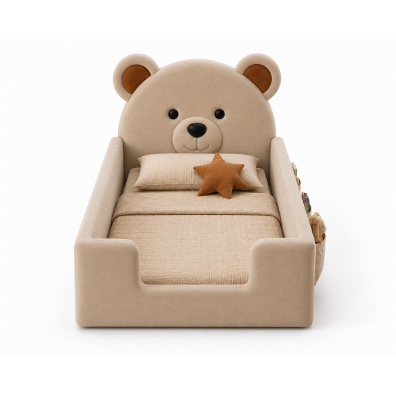 Łóżko TEDDY MINI tapicerowane tkaniną baranek do pokoju dziecka