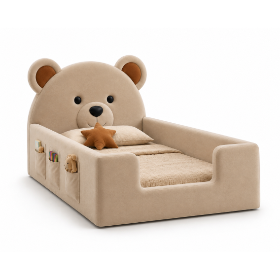 Łóżko dziecięce TEDDY MINI z trzema praktycznymi kieszonkami