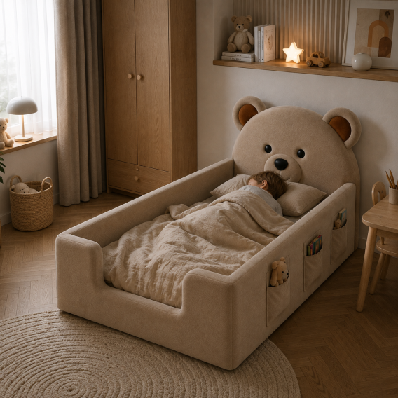 Zagłówek Miś TEDDY MINI z szeleszczącymi uszkami i noskiem