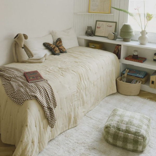 DYWAN BAWEŁNIANY VICHY IVORY 90X120 CM - LORENA CANALS