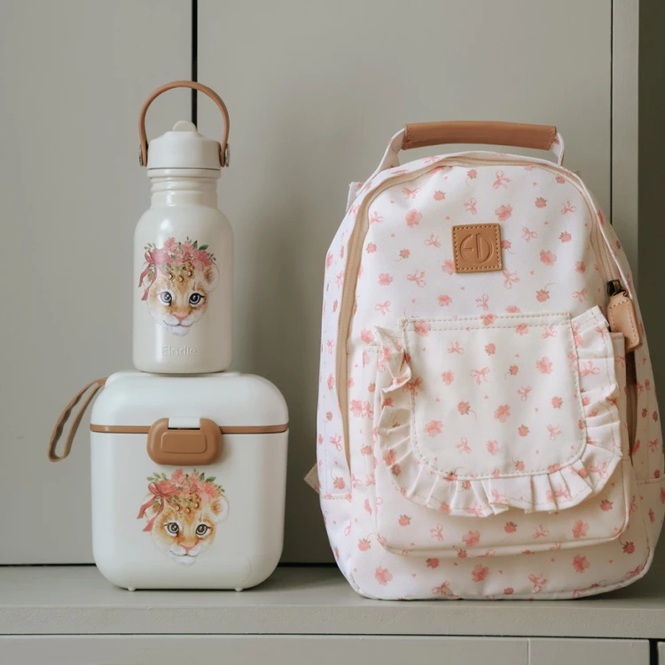 ZESTAW SZKOLNY Plecak BackPack MINI Petit River Rose + Butelka na wodę + Lunchbox - Rosy Bow Leo