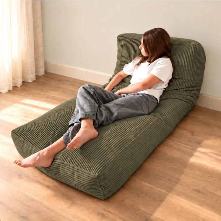 Pufa i materac podłogowy Shappy Futon Bean Bag Corduroy DUSTY SAGE