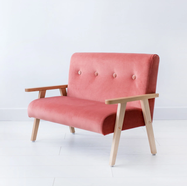 Sofa dla dzieci welwet koralowy MODELINA