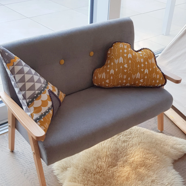 Sofa dla dzieci welur szary MODELINA