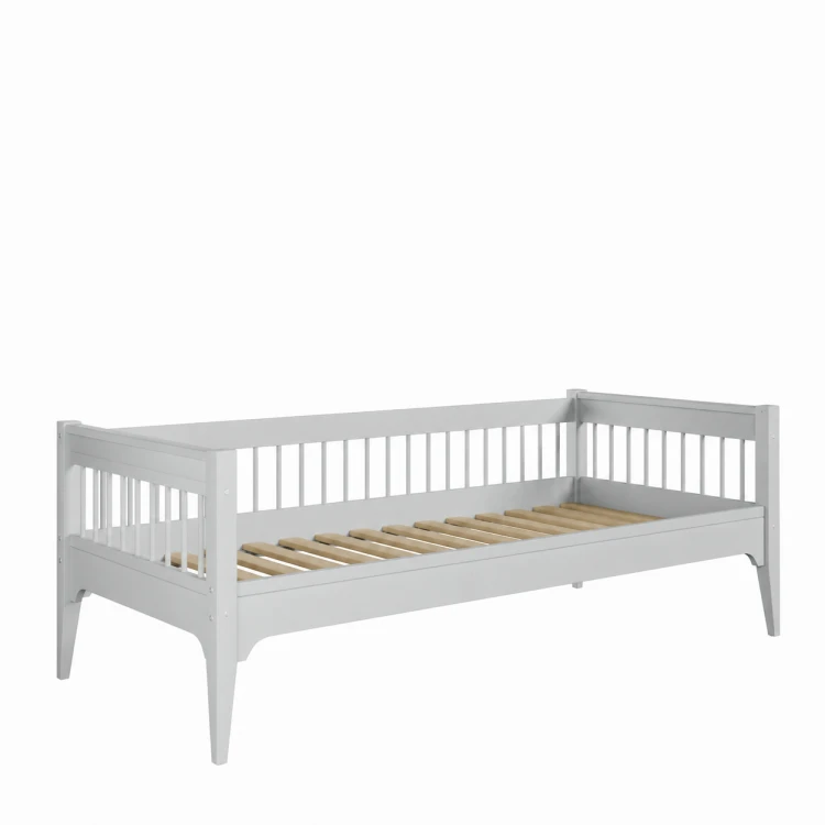 Szare łóżko pojedyncze Carmela Daybed 90x200 cm z ozdobnymi szczebelkami