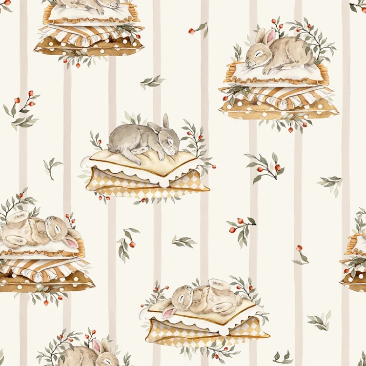 Tapeta do pokoju dziecka Royal Bunnies - Śpiące króliczki