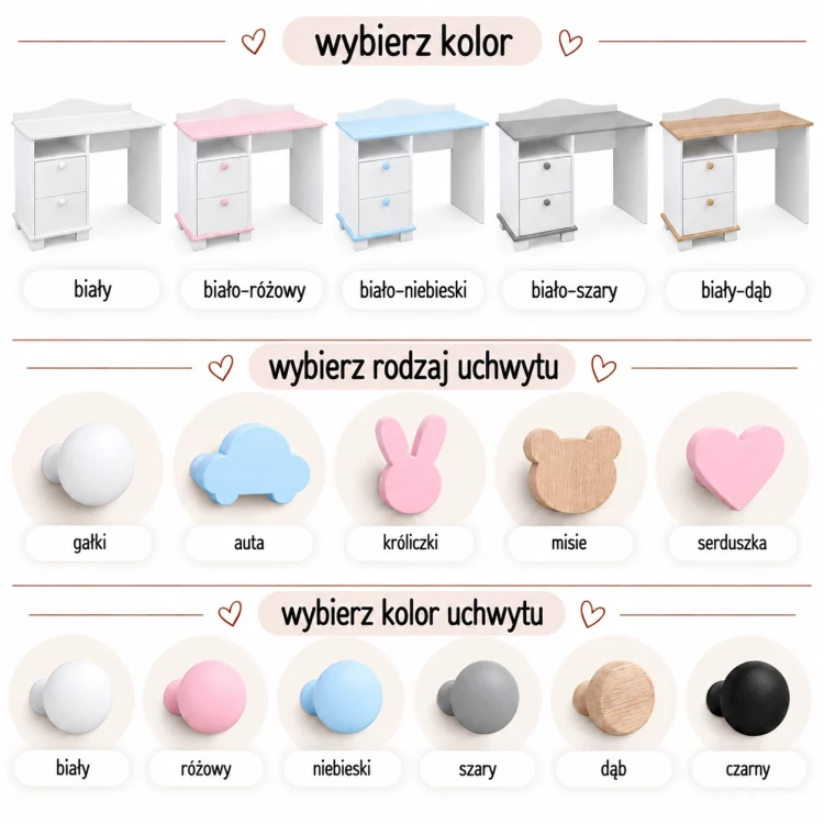drewniane-biurko-dla-dziewczynki-z-szufladami-Classic-kolory.webp