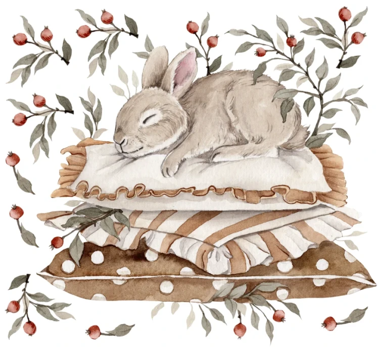 Naklejki "Royal Bunnies – zestaw śpiący królik na poduchach