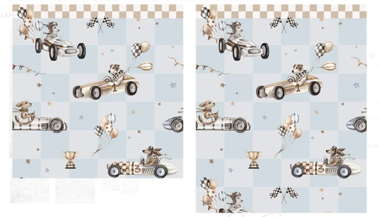 Naklejka "Lamperia Little Dogs Race – niebieska szachownica"