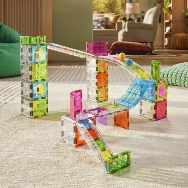 MAGNA-TILES Rail Racers Max 80 el. magnetyczny tor wyścigowy z kulkami Racer