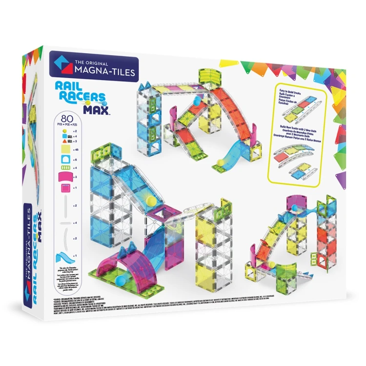 MAGNA-TILES Rail Racers Max 80 el. magnetyczny tor wyścigowy z kulkami Racer