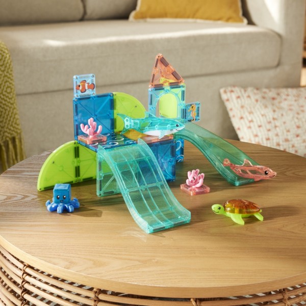 MAGNA-TILES Coral Reef 25 el. klocki magnetyczne Rafa Koralowa z delfinem rekinem żółwiem i ośmiornicą