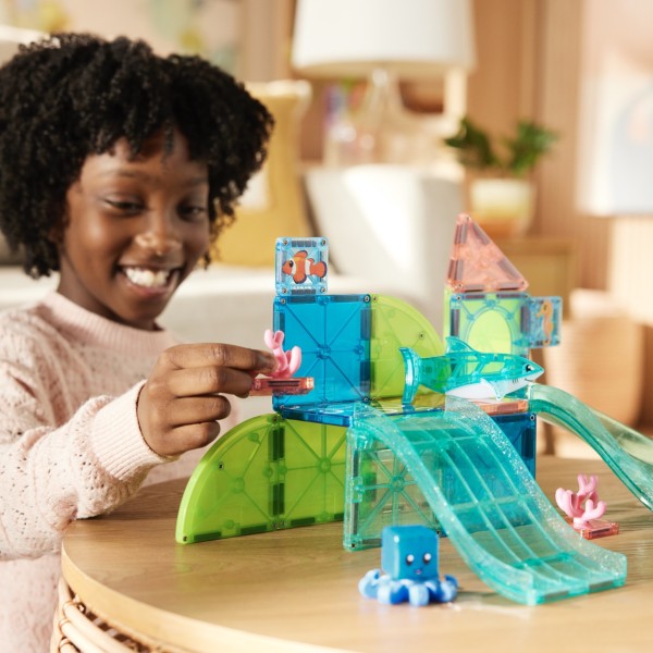 MAGNA-TILES Coral Reef 25 el. klocki magnetyczne Rafa Koralowa z delfinem rekinem żółwiem i ośmiornicą