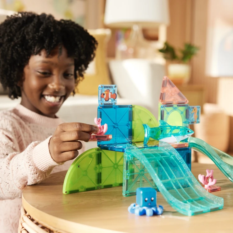 MAGNA-TILES Coral Reef 25 el. klocki magnetyczne Rafa Koralowa z delfinem rekinem żółwiem i ośmiornicą
