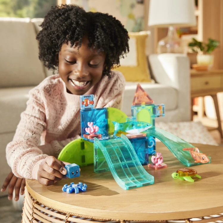MAGNA-TILES Coral Reef 25 el. klocki magnetyczne Rafa Koralowa z delfinem rekinem żółwiem i ośmiornicą
