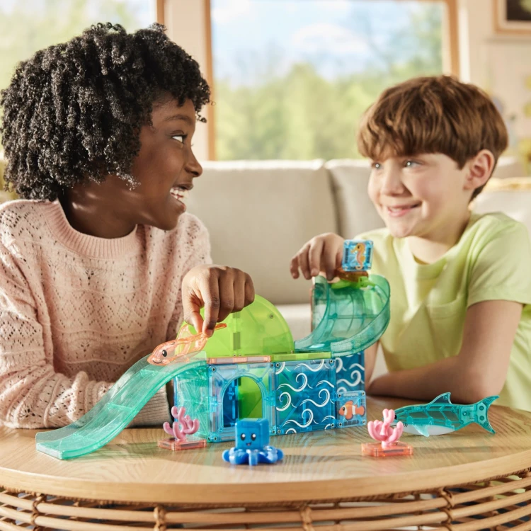 MAGNA-TILES Coral Reef 25 el. klocki magnetyczne Rafa Koralowa z delfinem rekinem żółwiem i ośmiornicą