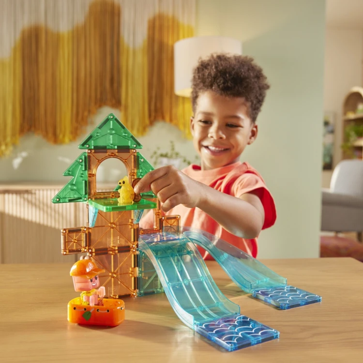 MAGNA-TILES Raging Rapids 27 el. klocki magnetyczne z ruchomą tratwą i wodnym torem