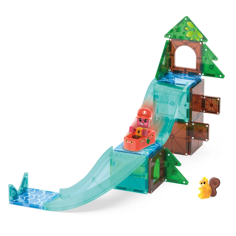 MAGNA-TILES Raging Rapids 27 el. klocki magnetyczne z ruchomą tratwą i wodnym torem