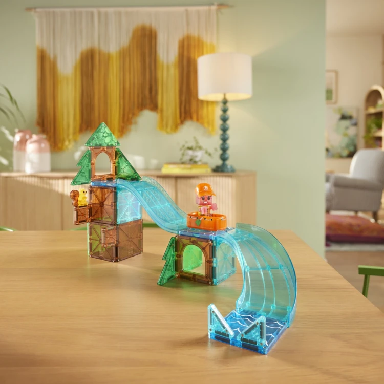 MAGNA-TILES Raging Rapids 27 el. klocki magnetyczne z ruchomą tratwą i wodnym torem