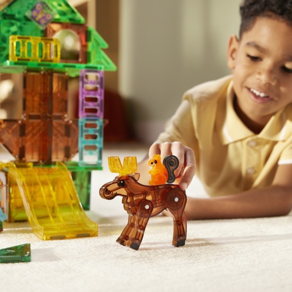 MAGNA-TILES Tree Top Adventure 42 el. klocki magnetyczne domek na drzewie z figurkami i leśnymi zwierzętami