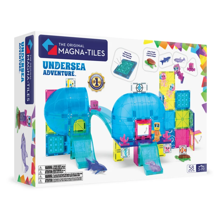 MAGNA-TILES Undersea Adventure 58 el. klocki magnetyczne z nurkami i morskimi zwierzętami