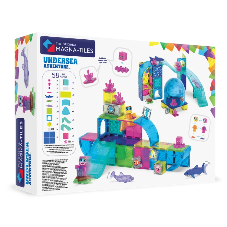 MAGNA-TILES Undersea Adventure 58 el. klocki magnetyczne z nurkami i morskimi zwierzętami