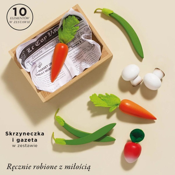 Drewniane warzywa w skrzynce – zestaw edukacyjny Le Toy Van do zabawy w sklep i gotowanie
