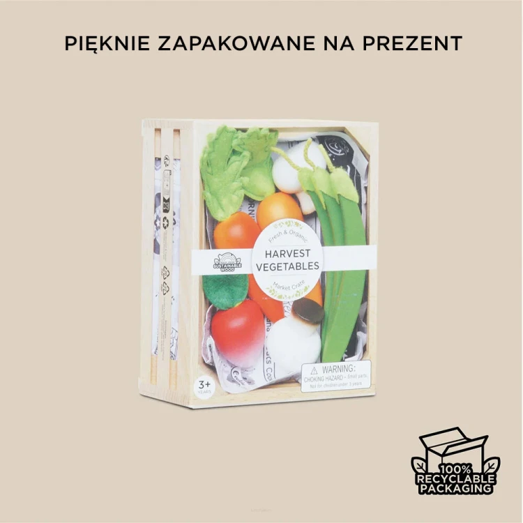 Drewniane warzywa w skrzynce – zestaw edukacyjny Le Toy Van do zabawy w sklep i gotowanie
