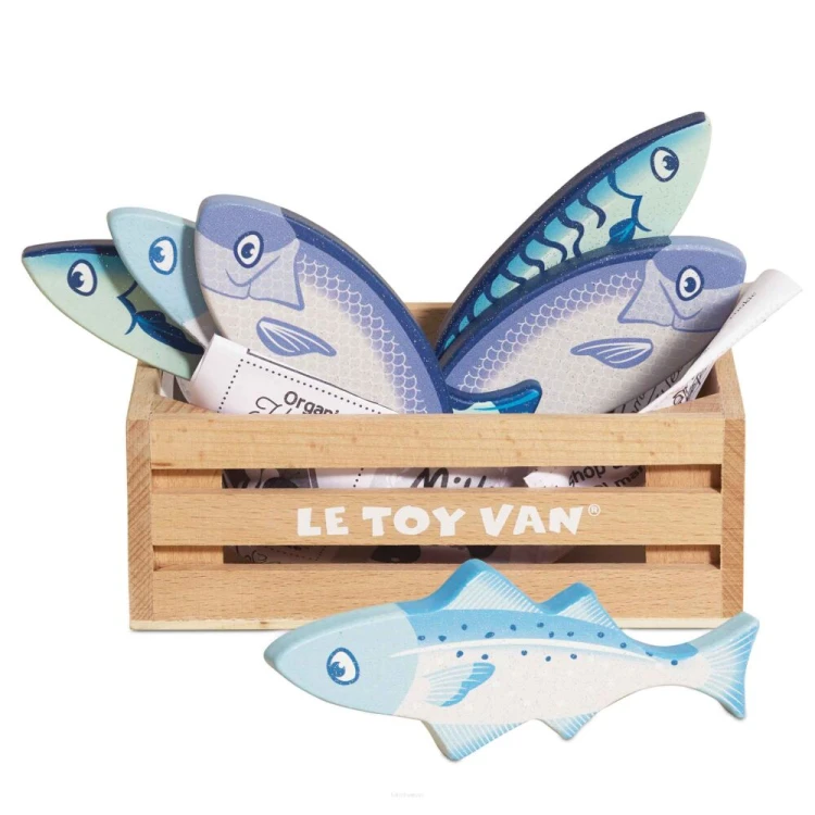 Drewniane ryby w skrzynce Le Toy Van – zestaw 6 ryb