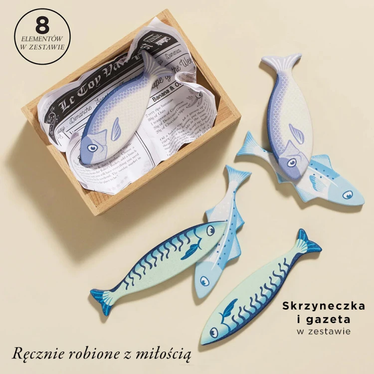 Drewniane ryby w skrzynce Le Toy Van – zestaw 6 ryb