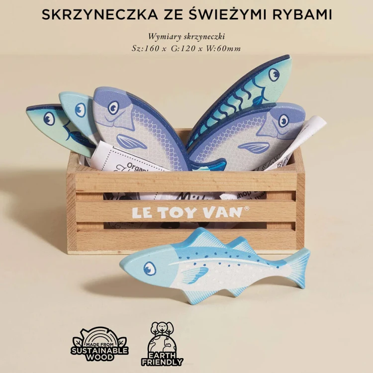 Drewniane ryby w skrzynce Le Toy Van – zestaw 6 ryb