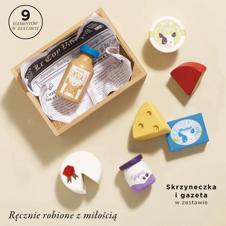 Drewniana skrzynka z nabiałem Le Toy Van – sery, jogurt, masło i mleko