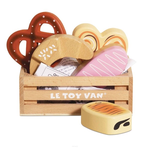 Drewniane pieczywo w skrzynce Le Toy Van – zestaw do zabawy w sklep