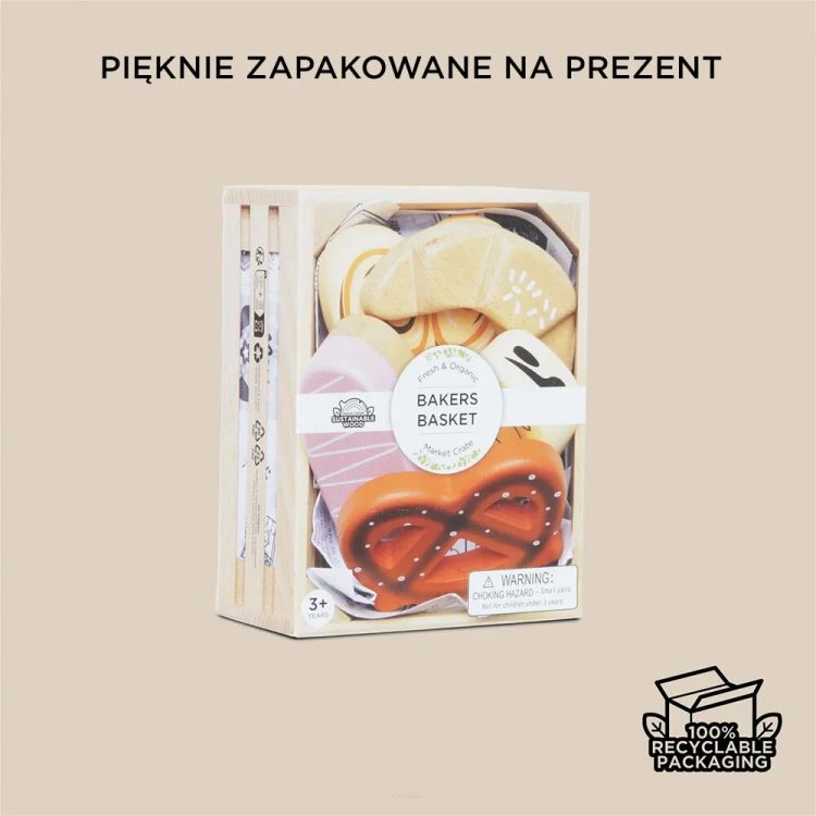Drewniane pieczywo w skrzynce Le Toy Van – zestaw do zabawy w sklep