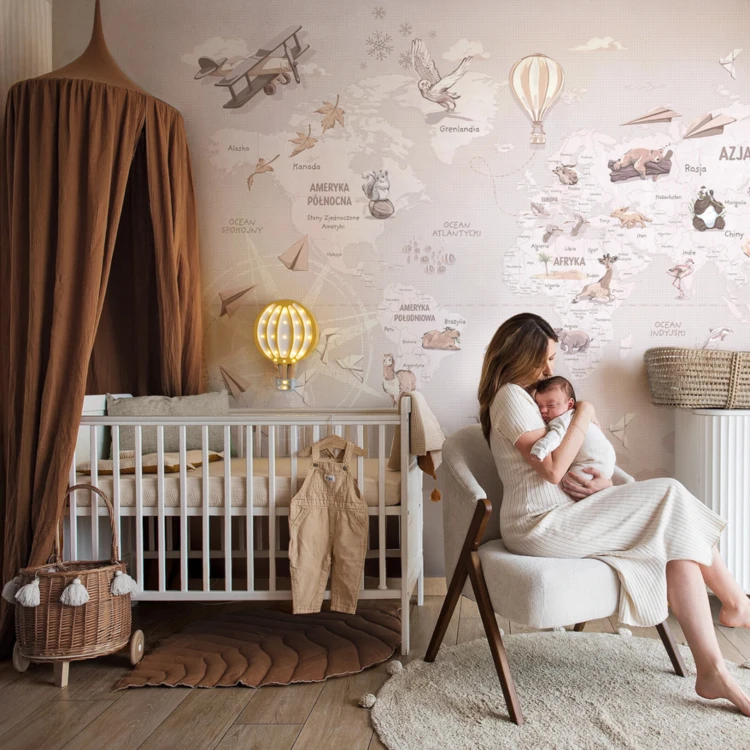 WANDERLUST – NEUTRAL - tapeta z mapą świata do pokoju dziecka