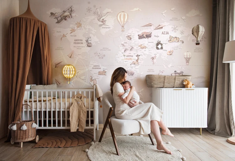 WANDERLUST – NEUTRAL - tapeta z mapą świata do pokoju dziecka