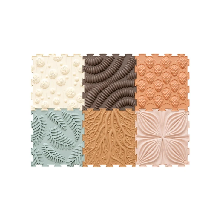 Sense2Play Ścieżka sensoryczna Nature zestaw 6 mat 30 × 30 cm o różnych fakturach w kolorach ziemi